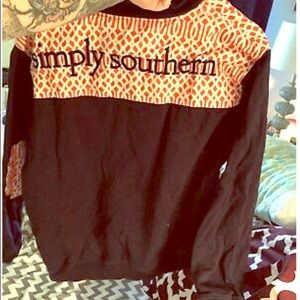 Large navy and orange simply southern pullover